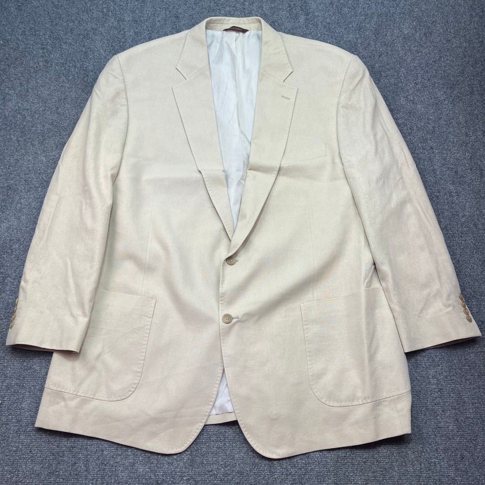 DXL Oak Hill Mens Linen Blend 2 Button Blazer Tan Sport Coat Size 52L